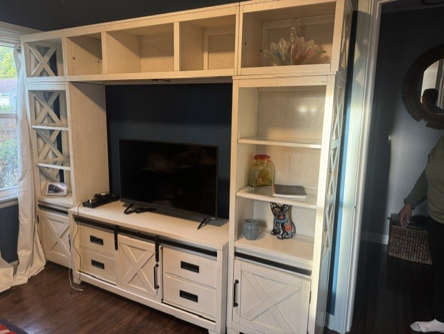 NICE off white entertainment center with book shelf