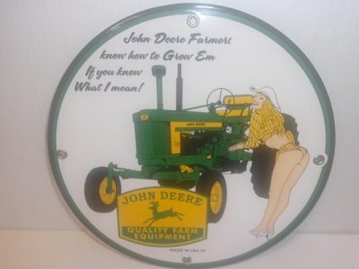 Nice Vintage Porcelain Heavy John Deere Sign.
